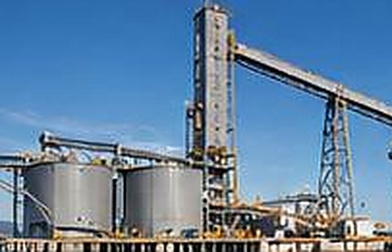 Bulk material handling terminal with conveyor systems and storage silos