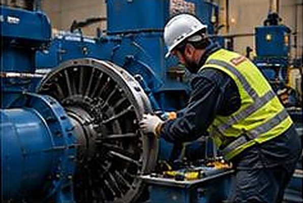 Millwright working on a large rotating assembly